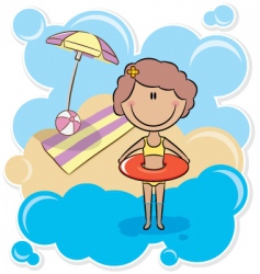 Girl with inner tube vector image