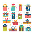 Set of different gift boxes flat design birthday Set of different gift boxes flat design birthday vector image