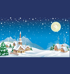 Christmas night in the village vector image