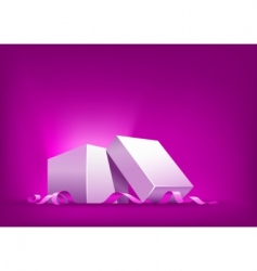 Open box with pink ribbon vector image