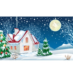 Winter landscape with a house vector image