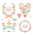 Set of floral graphic elements vector image