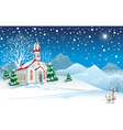 Winter landscape with church vector image