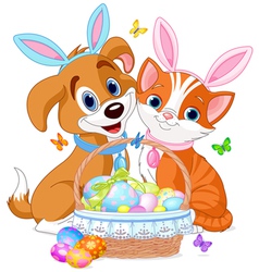 Easter Cat and Dog vector image
