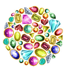 Gems and diamonds isolated icons set Gems and diamonds isolated icons set vector image