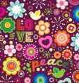 Groovy love and peace background vector image