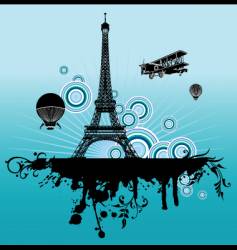 Airplane above paris vector image