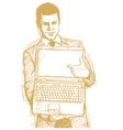 Businessman laptop finger vector image