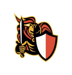 Knight With Sword And Shield Retro vector image