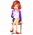 A lady reading while sitting at the bench vector image
