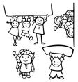 Happy kids stand by blanks vector image