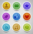Stitched labels with social web icons vector image