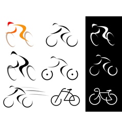 Racing cyclist bicyclist set vector image