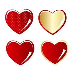 Set of red and gold heart vector image