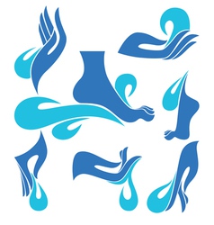 Hand foot and clean water vector image