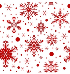 Red christmas seamless background with snowflakes vector image