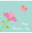 Love card Heart flower Flying butterfly vector image