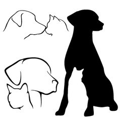 Dog and cat silhouettes vector image