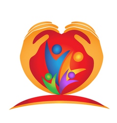 Family hands in heart shape logo vector image