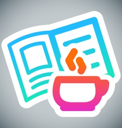 Cup and book label vector image