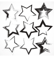 Set of grunge star brush strokes vector image