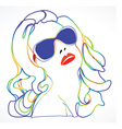 Woman portrait with colored outline vector image