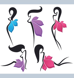 Girls look like a bright flowers vector image