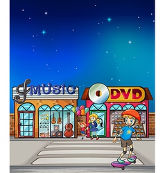 A boy playing with his skateboard vector image