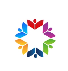 Teamwork books colorful logo vector image