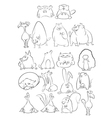 Black and White Cartoon Animals vector image