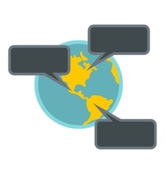 Online chat around the world icon flat style vector image