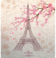 Vintage of Eiffel tower on grunge background vector image