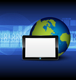 Tablet computer and globe on digital background vector image