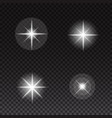 Glowing lights and stars on transparent background vector image