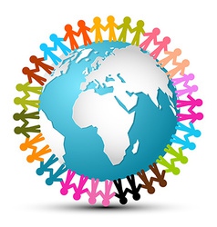 People Holding Hands Around Globe - Earth vector image