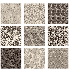 Set of abstract seamless patterns black and white vector image