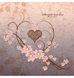 Vintage ornamental frame heart on grunge vector image