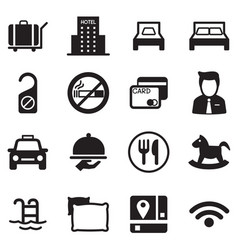 Icons for hostels and hotels set silhouette Icons for hostels and hotels set silhouette vector image