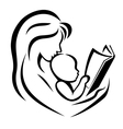 Mother and child reading the book vector image