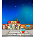 Cartoon girl with dog vector image