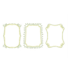 Green floral doodle hand drawn frame set vector image