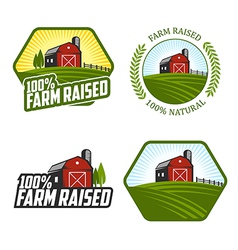 Farm raised labels and badges vector image