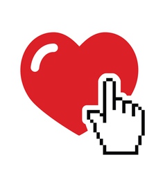 Heart with cursor hand icon - velntines love vector image