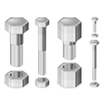 Metal bolts and nuts isolate vector image