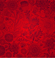 Red wall-paper with a flower pattern vector image