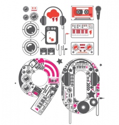 Nineties groove icon set vector image