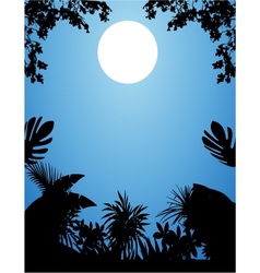 Jungle at night vector image