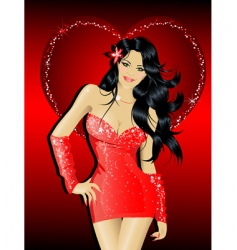 Sexy woman in red dress vector image