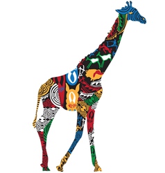 Giraffe in the African ethnic patterns vector image