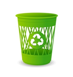 Plastic basket set trash bins on white vector image